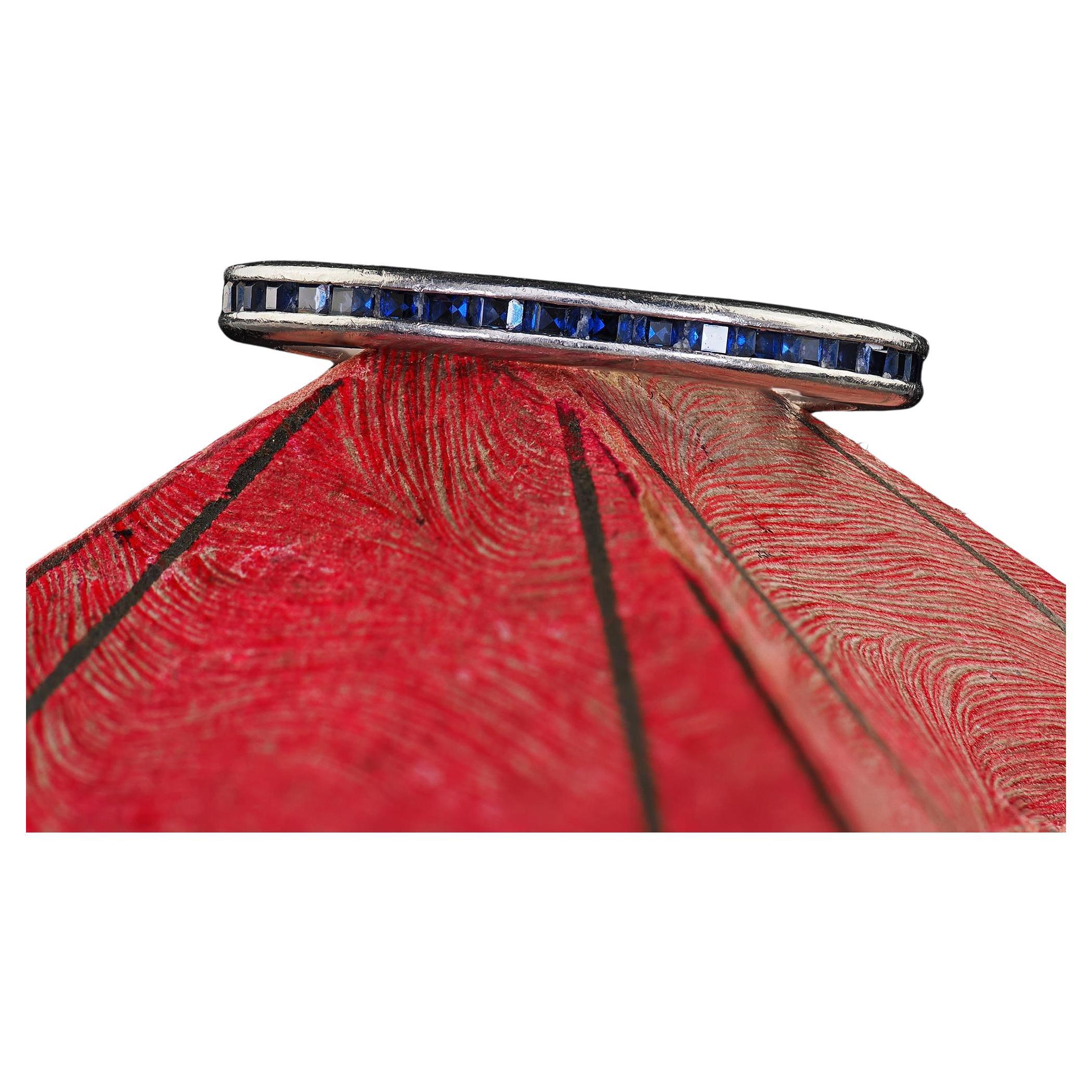 Vintage Estate Retro 18K Weißgold Saphir Eternity Band - Größe 6 3/4 im Angebot