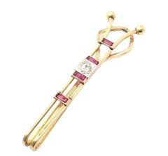 Vintage Estate Ruby Old Miner Diamond Yellow Gold Money Clip