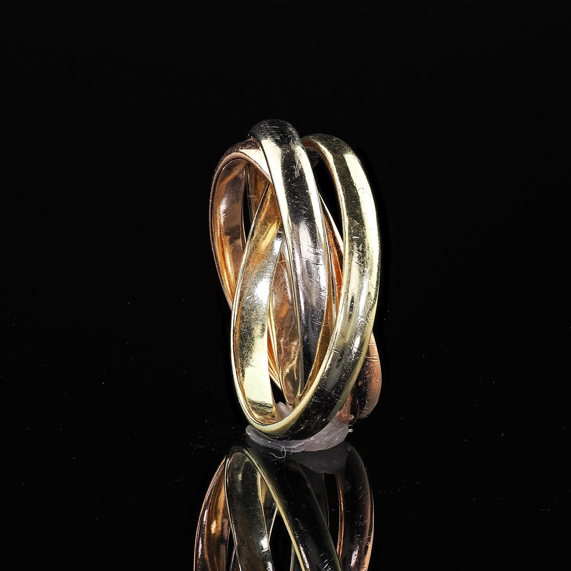 Vintage Estate Tiffany and Co 14K Tri Gold Rolling Ring Band - Size 6 3/4 For Sale 3