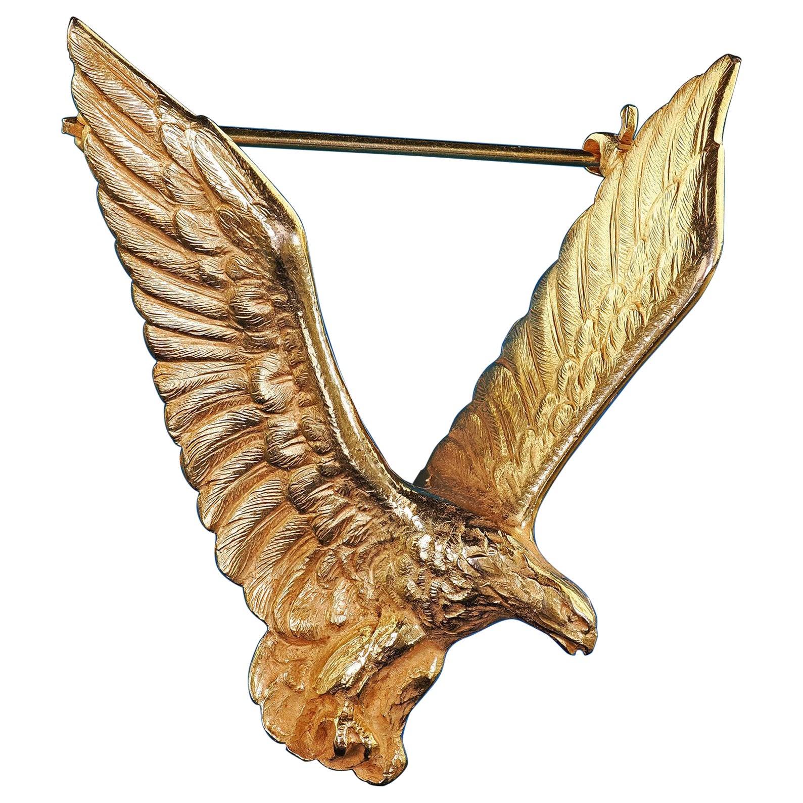 Broche de oro amarillo de 14 quilates "Vintage Estate Tiffany and Co" con detalle de águila en vuelo