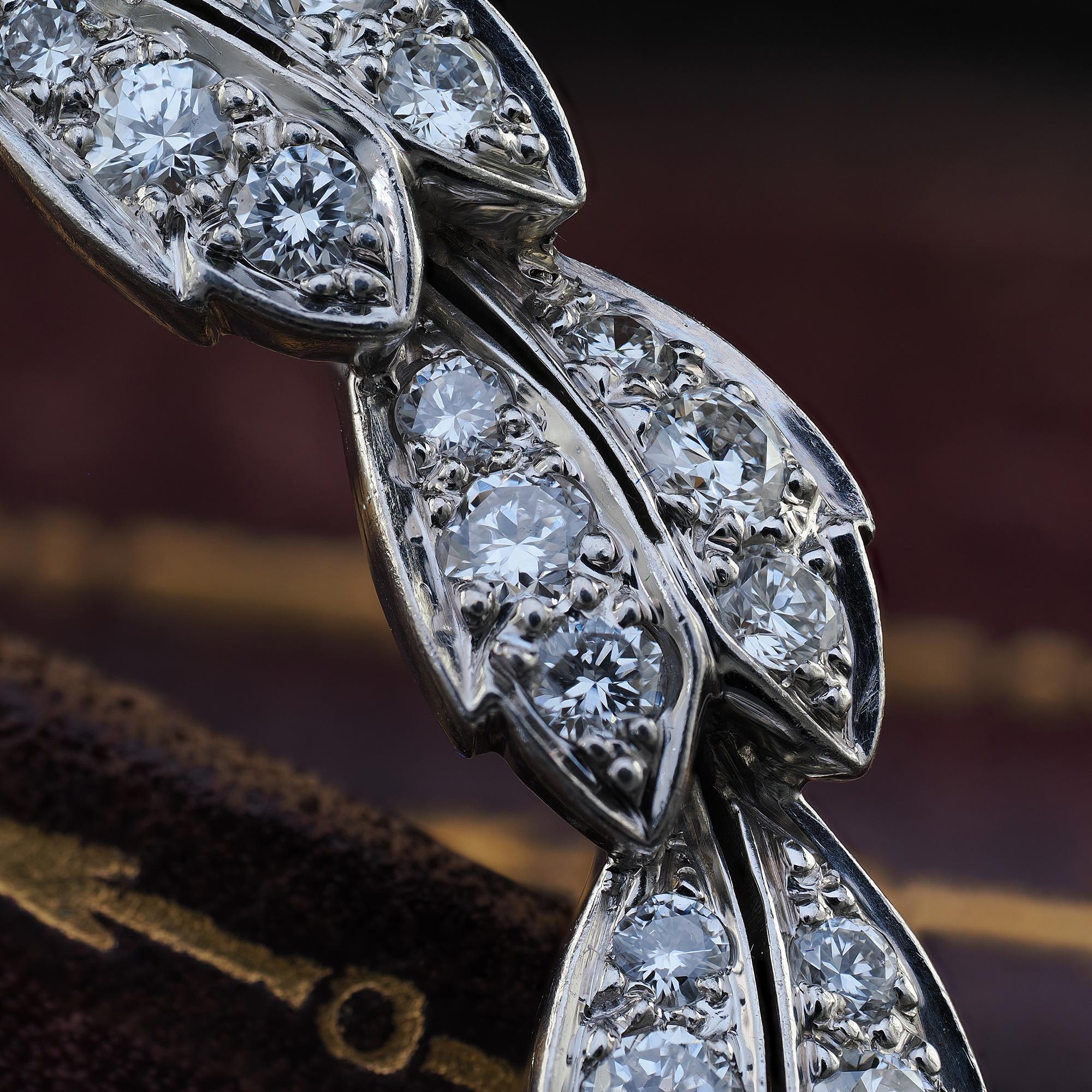 Vintage Estate Tiffany and Co Platinum and Gold Diamond Wreath Pin Brooch For Sale 1