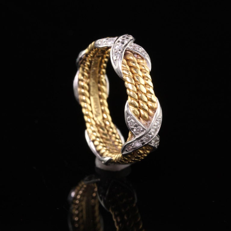 Vintage Estate Tiffany & Co. Schlumberger X Rope Wedding Band In Good Condition In Great Neck, NY