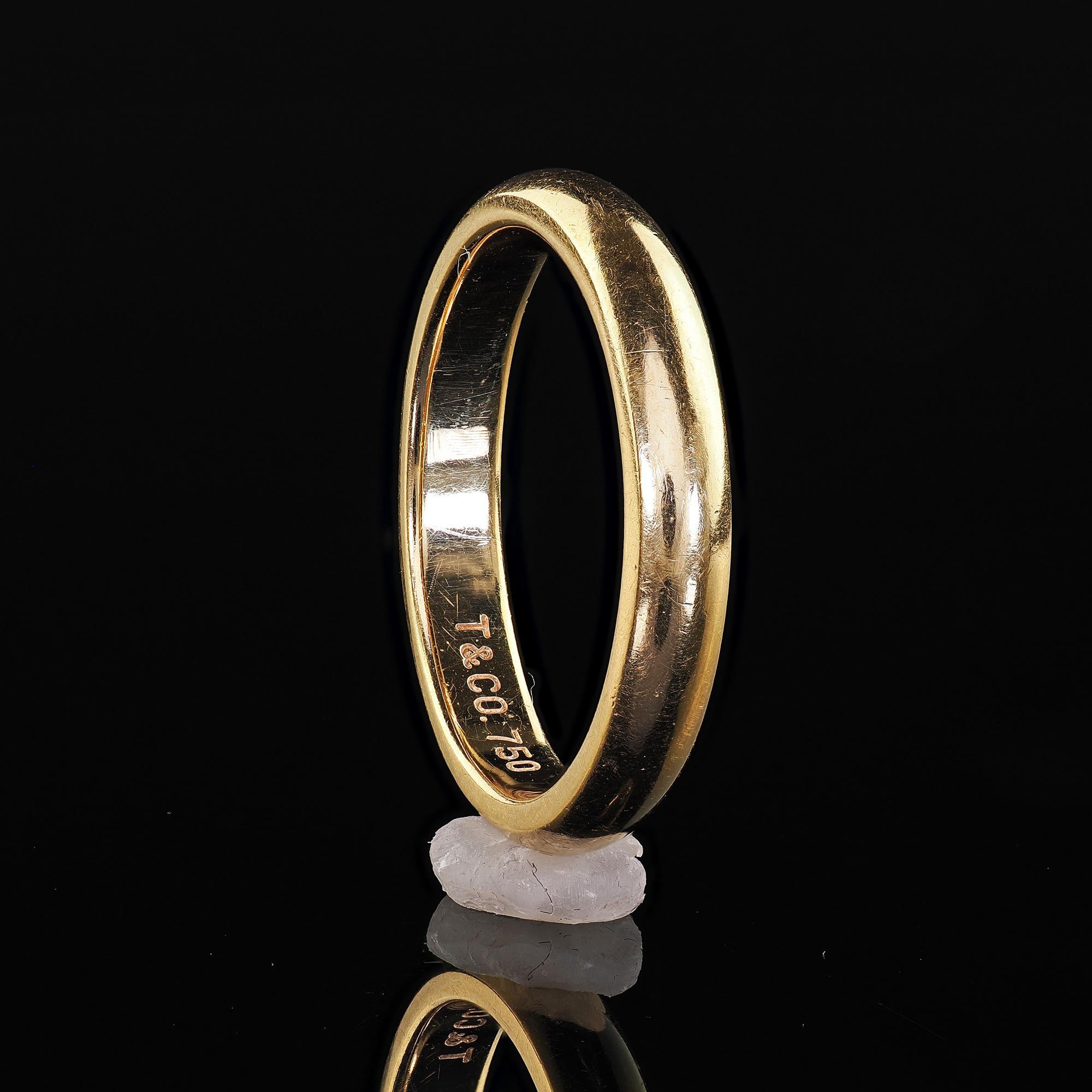 Vintage Estate Tiffany Co. 18K Gelbgold Classic Wedding Band Ring - Größe 4 3/4. im Angebot 2