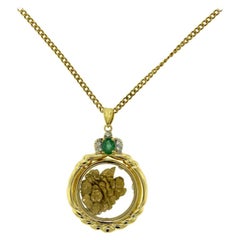 Collier pendentif vintage rempli de pépites de pépites d'or jaune 24 carats, ancienne propriété