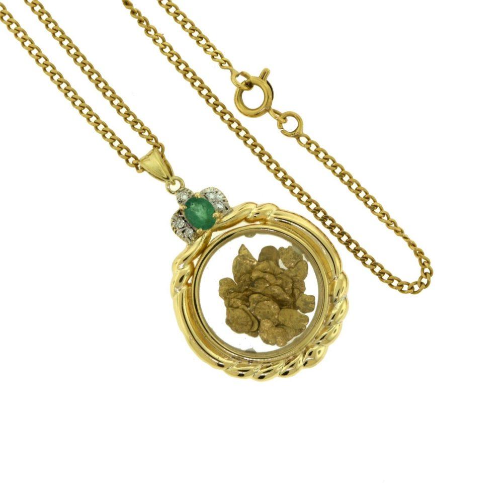 Brilliance Jewels, Miami
Questions? Call Us Anytime!
786,482,8100

Style: Gold Nugget/Flake Pendant Necklace

Metal: Yellow Gold

Metal Purity: 18k, 24k (gold nugget flakes)

Stones: Round Brilliant Cut Diamonds 

                1 Center