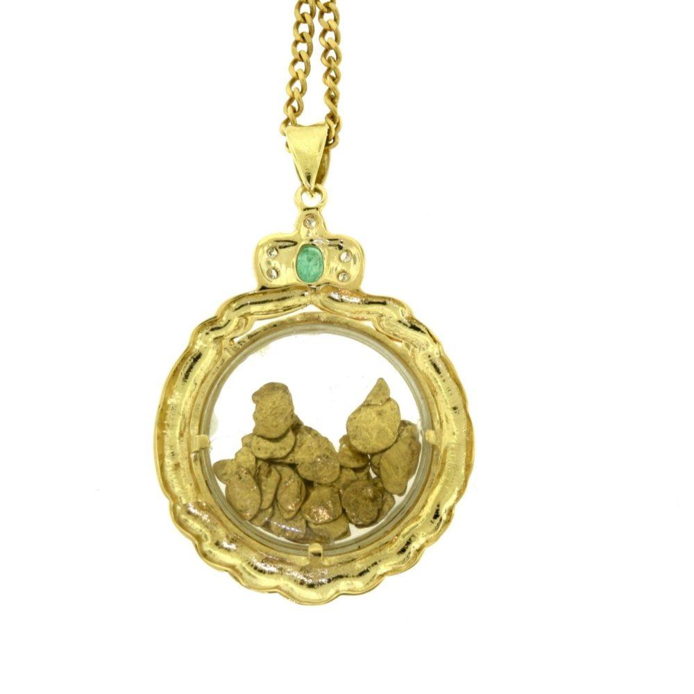 gold flake pendant necklace