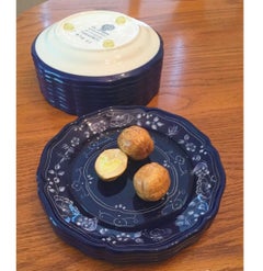 Vintage Este Ceramiche Tiffany & Co. R1029 Walnut Nut Bowl & Lid, Cobalt, Signed