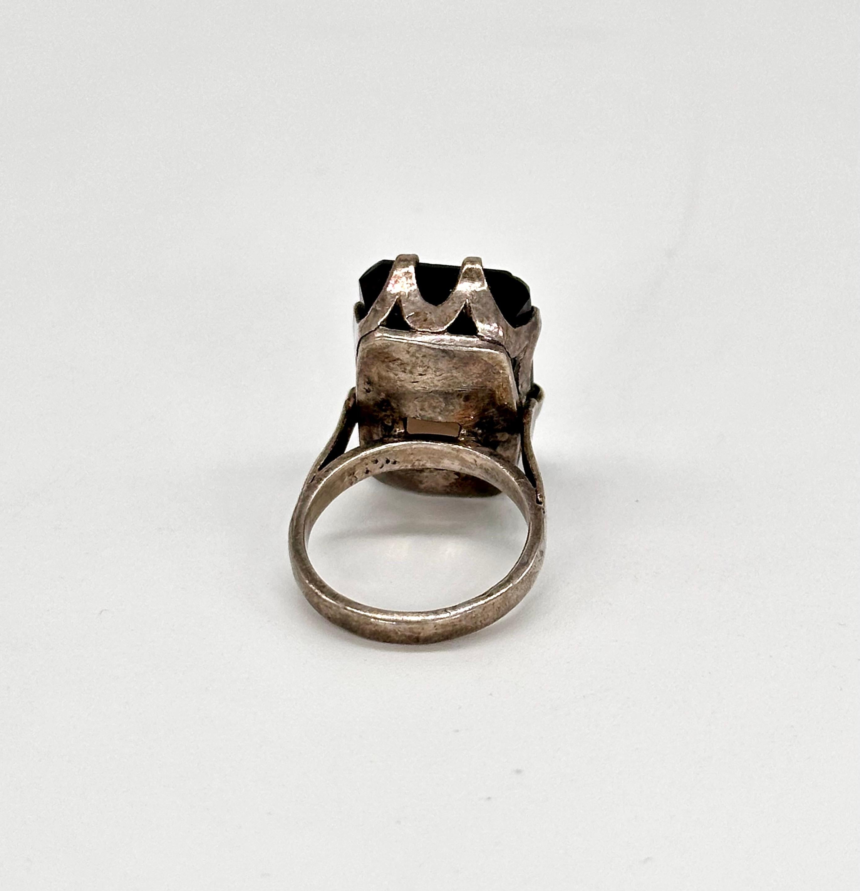Emerald Cut Vintage esteem smoky quartz oxidized sterling silver statement ring