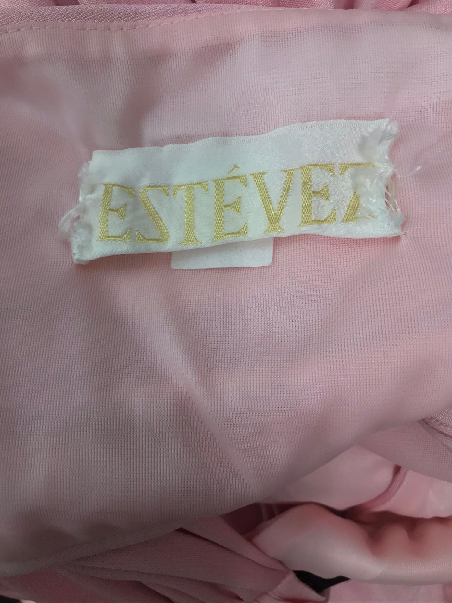 Vintage Estevez Pink Matte Jersey Goddess Gown 1970s 11