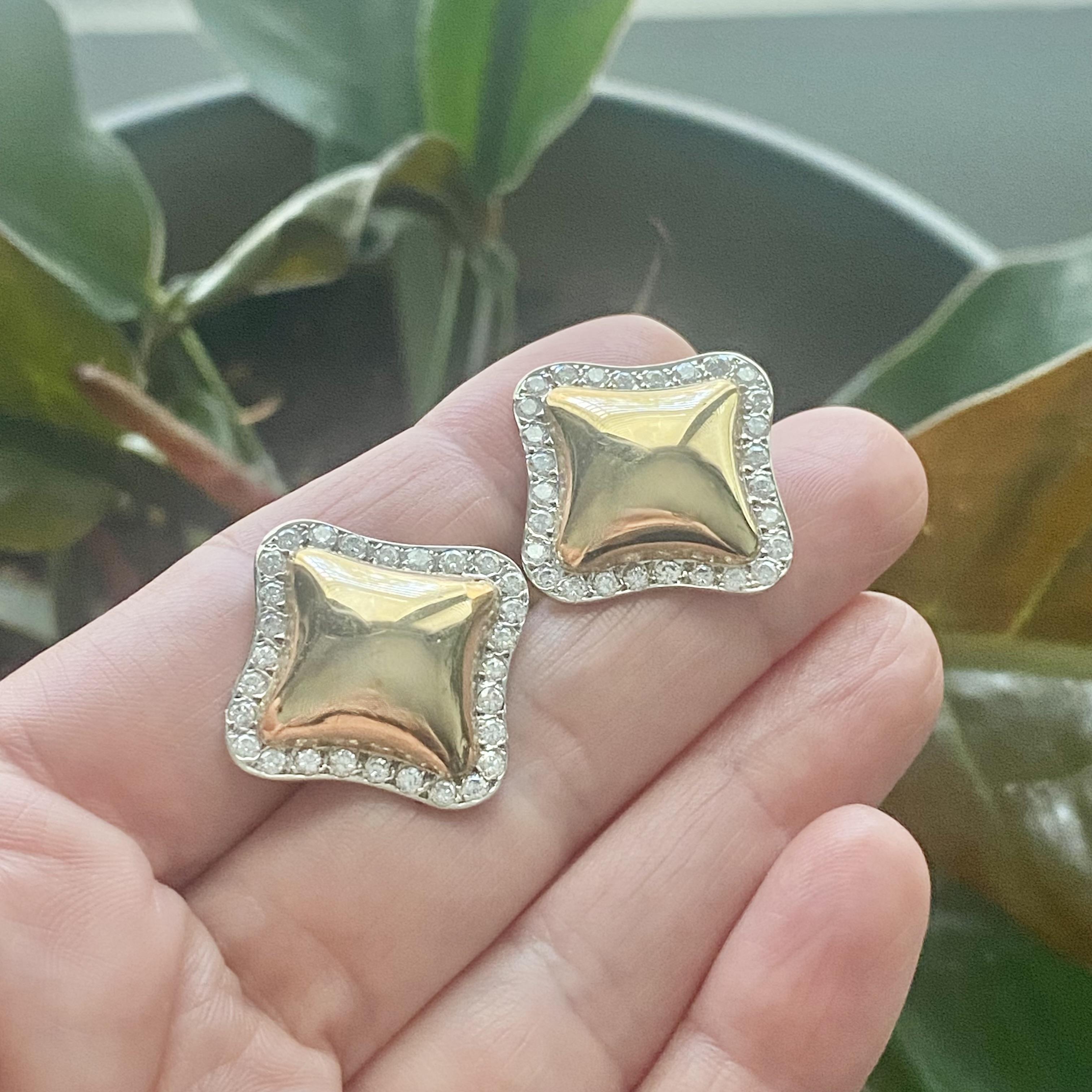 Vintage Esther Gallant 14K Diamond Earrings In Good Condition For Sale In Henderson, NV