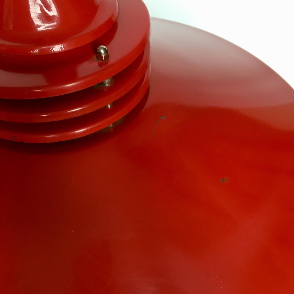 Vintage Estonian Red Metal Pendant Lamp from Zesi Nowe, 1970s For Sale 4