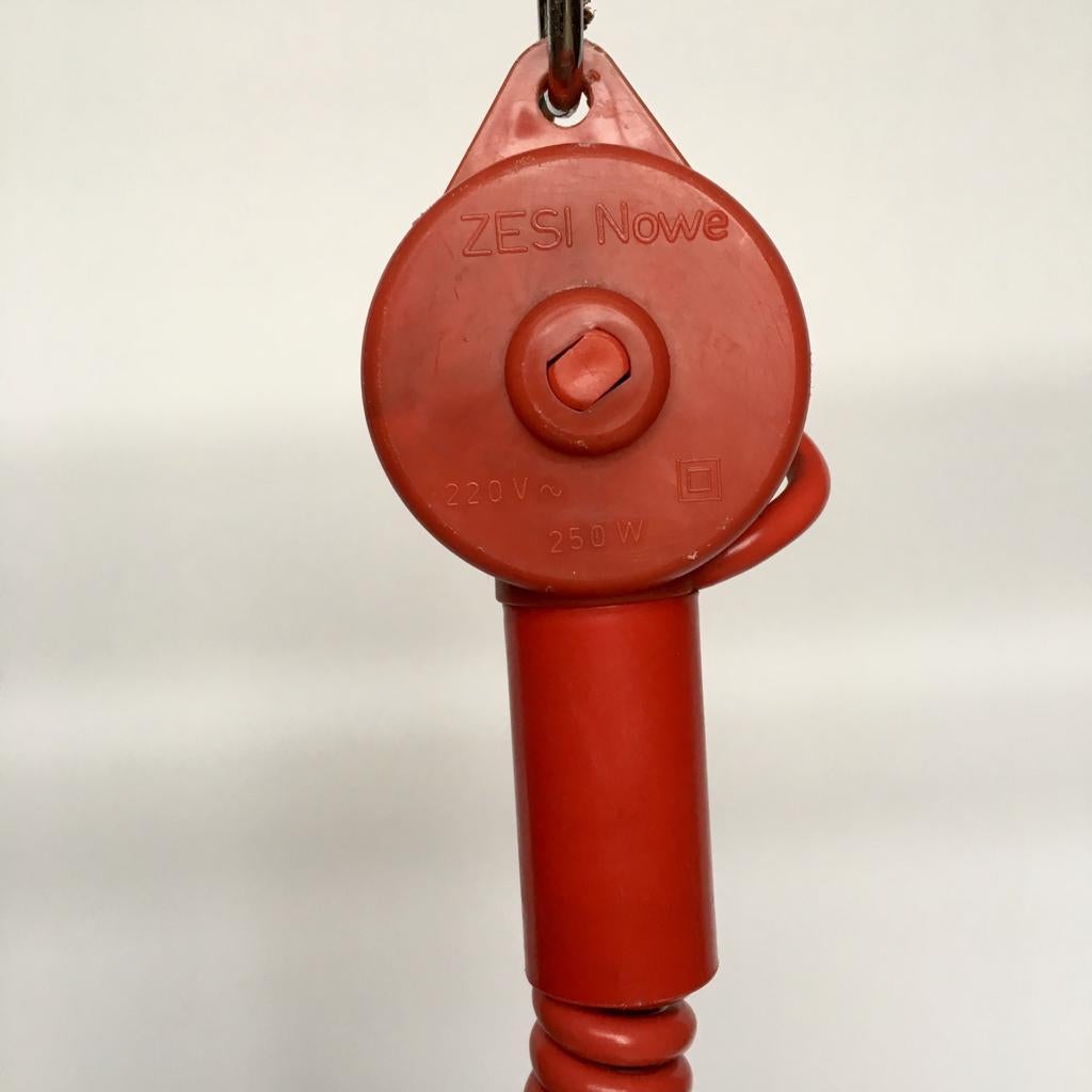 Vintage Estonian Red Metal Pendant Lamp from Zesi Nowe, 1970s For Sale 5