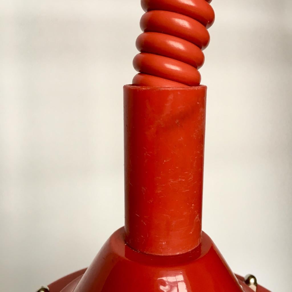 Vintage Estonian Red Metal Pendant Lamp from Zesi Nowe, 1970s For Sale 7