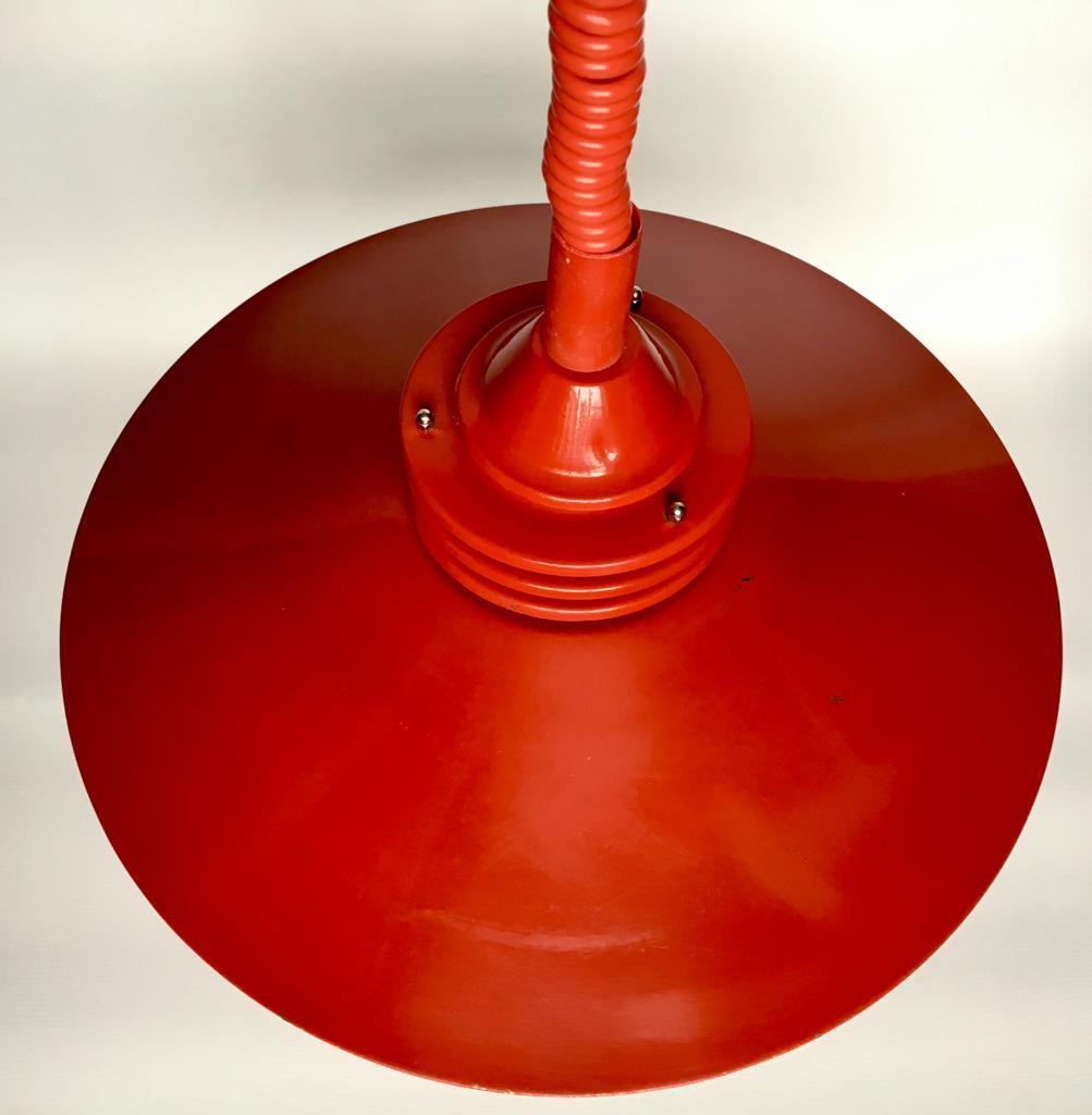 Vintage Estonian Red Metal Pendant Lamp from Zesi Nowe, 1970s For Sale 1
