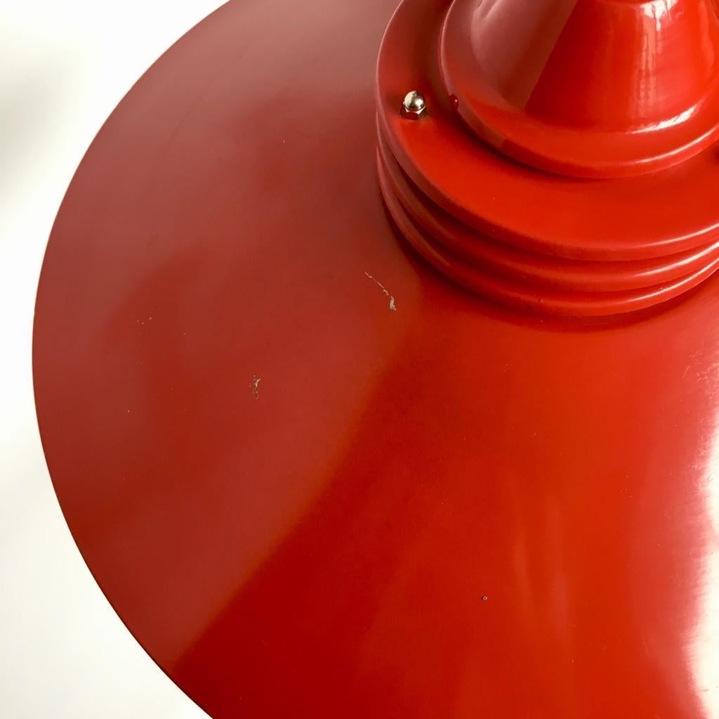 Vintage Estonian Red Metal Pendant Lamp from Zesi Nowe, 1970s For Sale 2