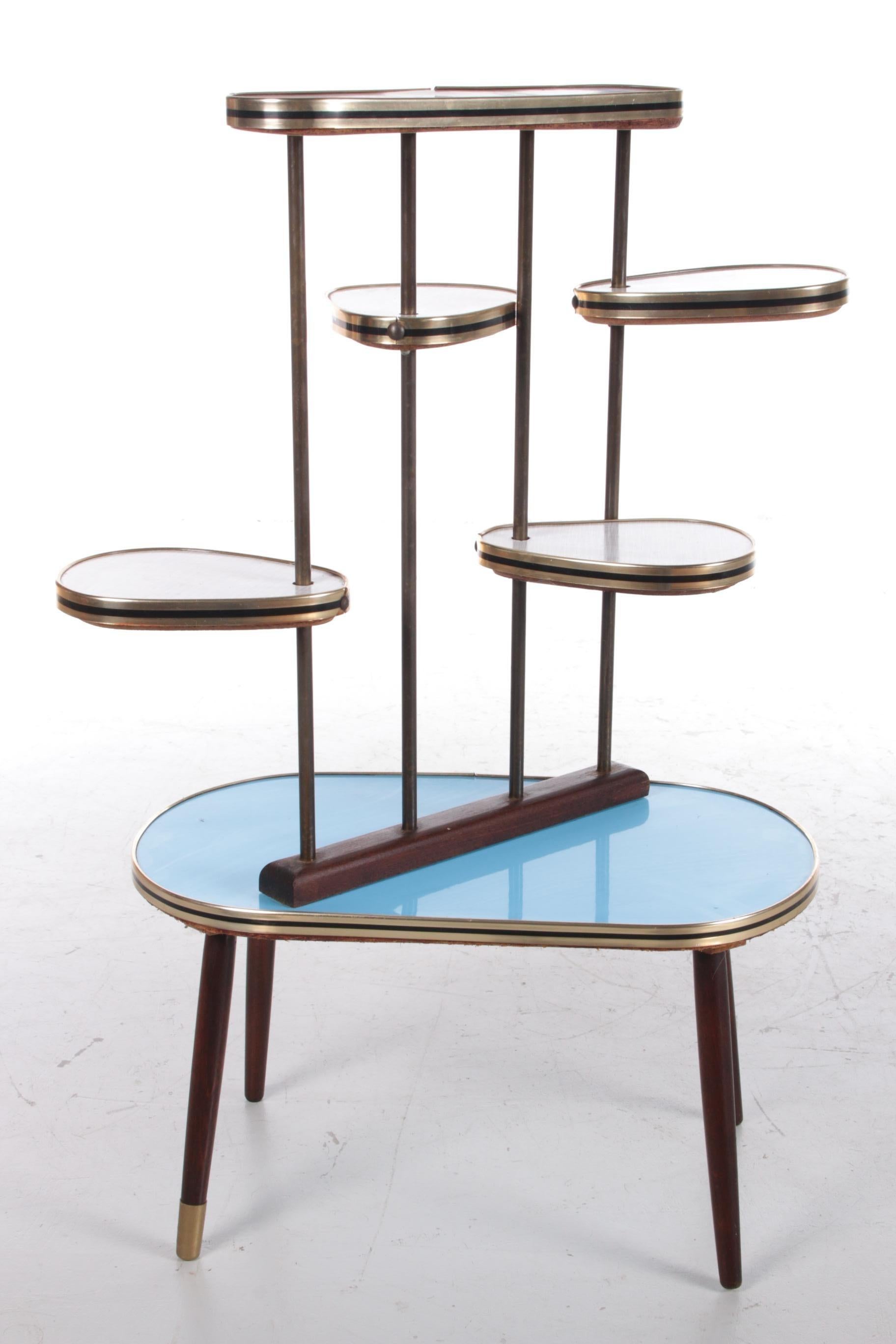 Brass Vintage Etagere Plant Stand Sixties with Beautiful Colours