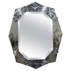 Vintage Etched and Beveled Venetian Mirror