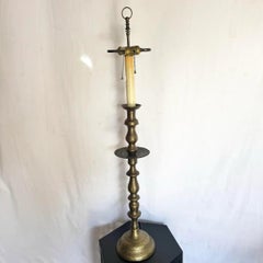 Vintage Etched Brass Candlestick Table Lamp