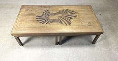 Vintage etched brass coffee table, 1970s