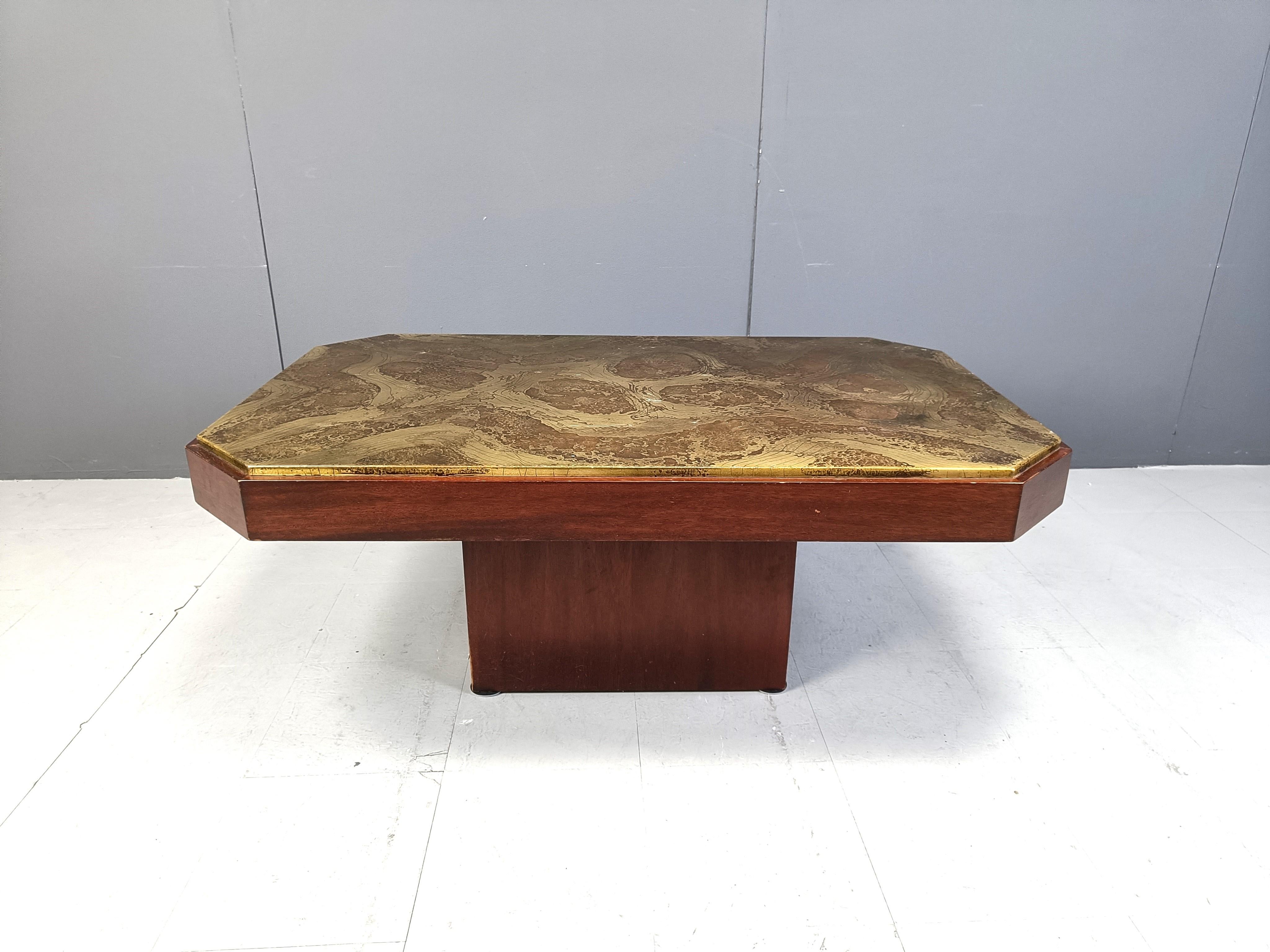 Tedesco Tavolino in ottone acidato vintage anni '70 in vendita