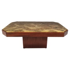 Vintage Couchtisch aus geätztem Messing 1970er