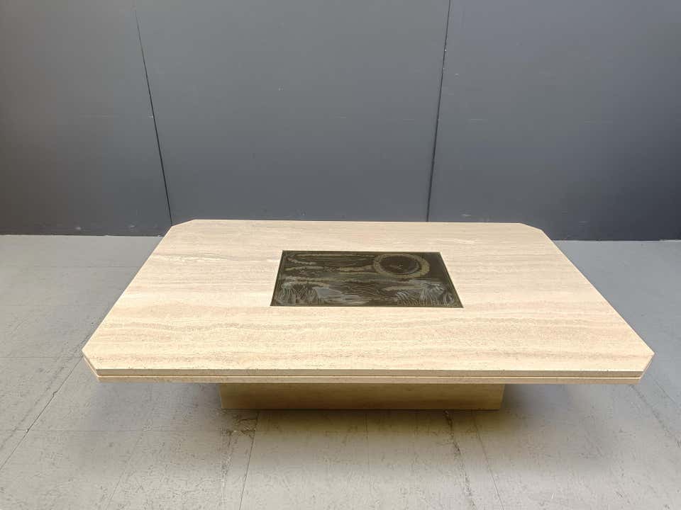 Georges Mathias Coffee Table in Etched Brass For Sale at 1stDibs