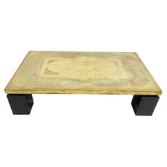 Vintage Etched Brass Coffee Table by Georges Mathias, 1970s