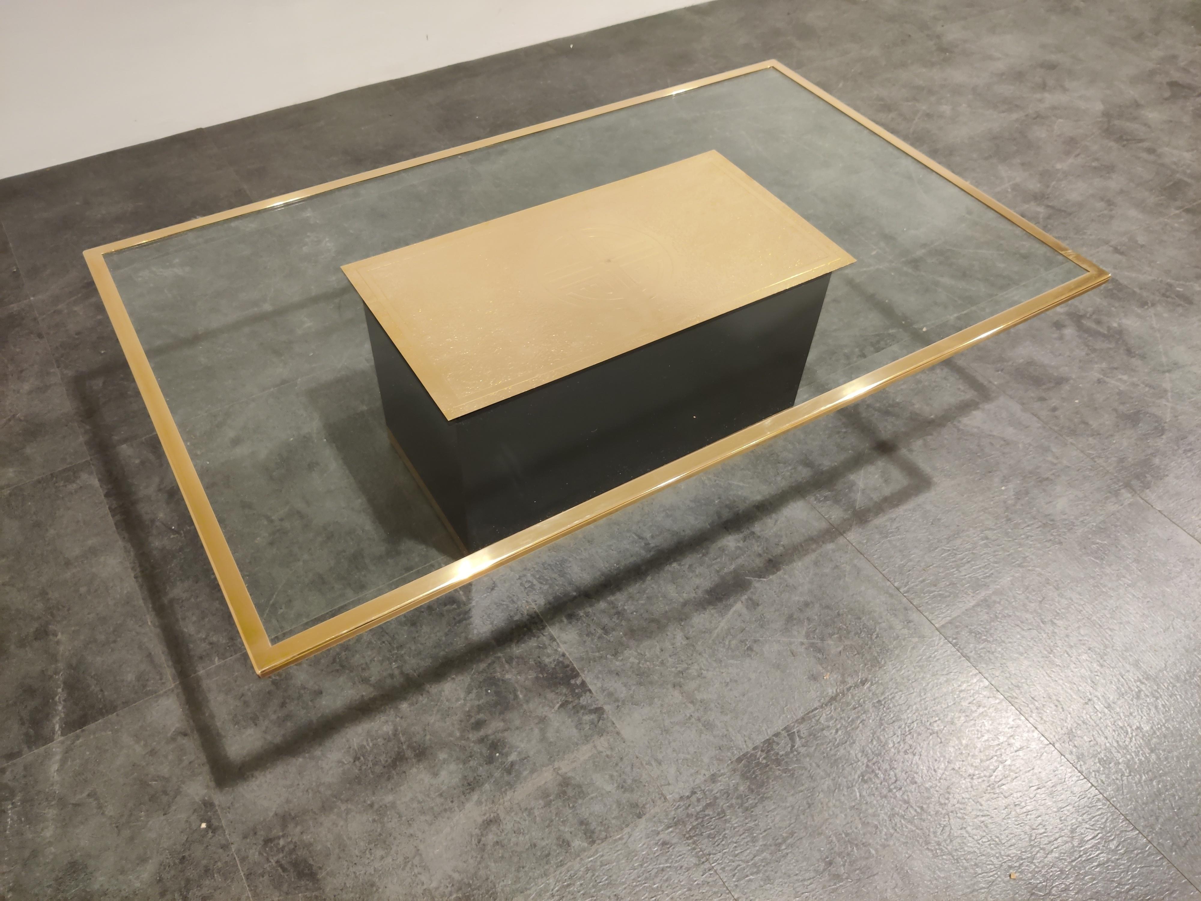 Vintage Etched Brass Coffee Table by Ricco D, 1970s For Sale 4
