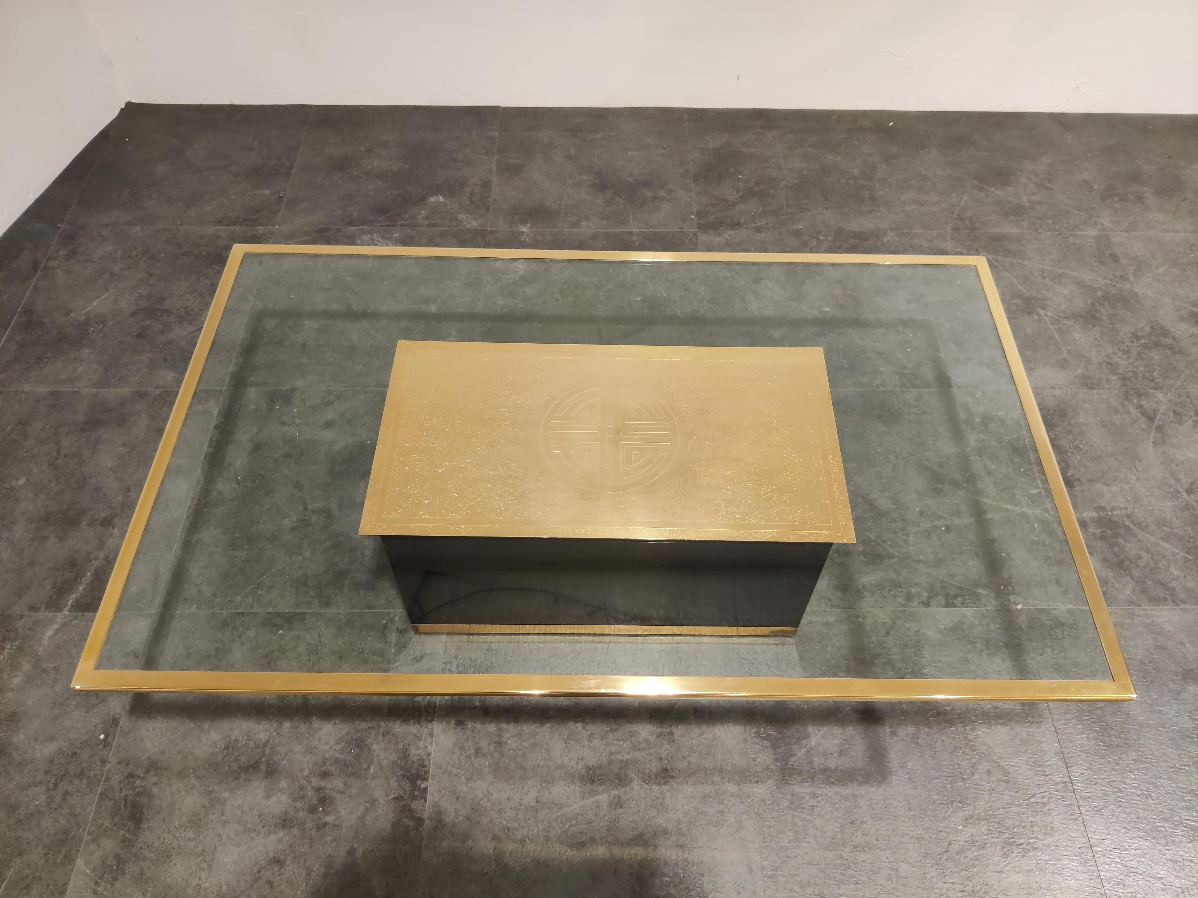 Vintage Etched Brass Coffee Table by Ricco D, 1970s For Sale 3