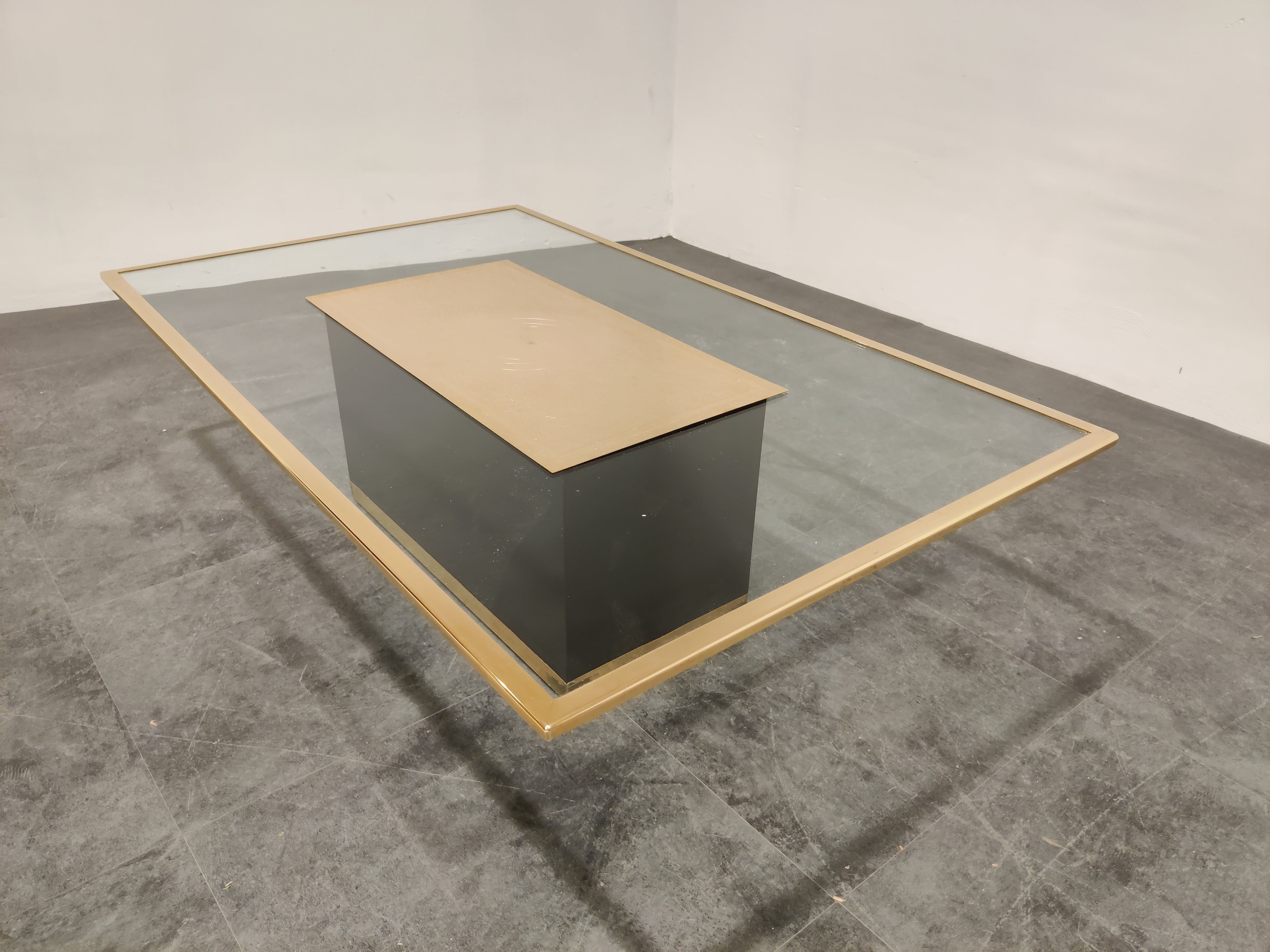 Vintage Etched Brass Coffee Table by Ricco D, 1970s