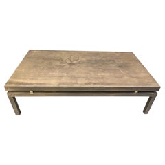 Vintage Couchtisch aus geätztem Messing, signiert von Willy Daro, 1970er Jahre