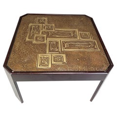 Vintage etched brass side table 1970s
