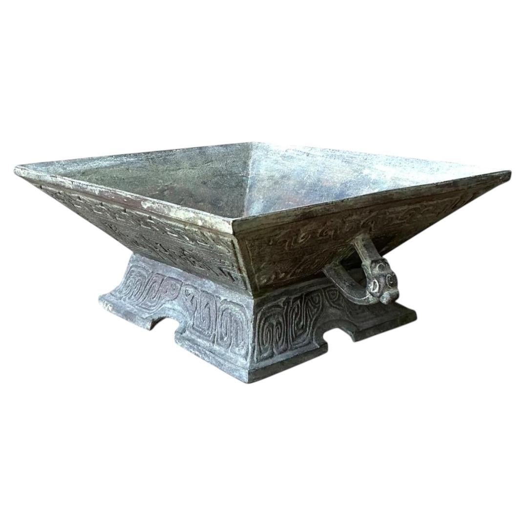 Vintage Etched Bronze Decorative Bowl