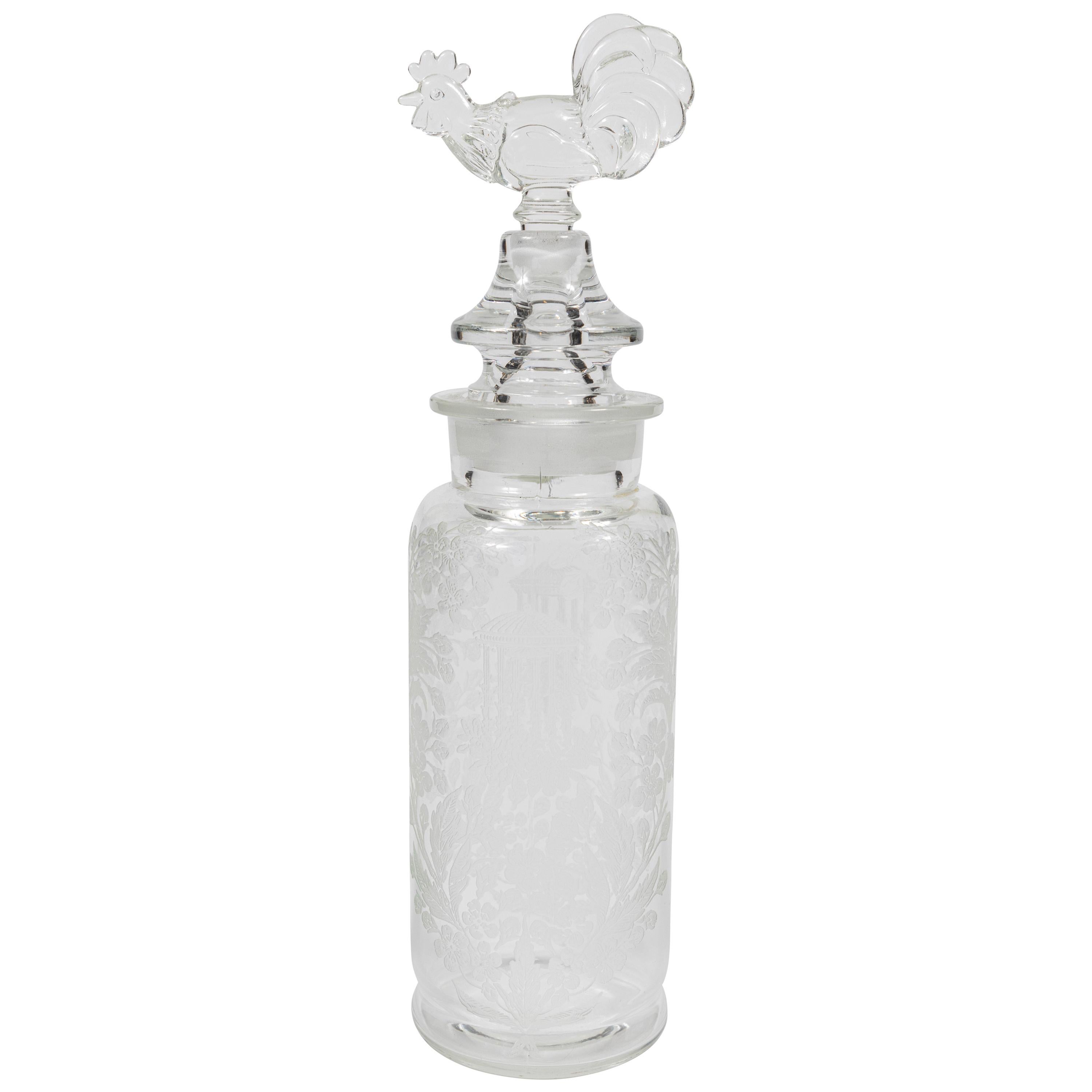 Vintage Etched Glass 3-Piece Cocktail Shaker by Paden City