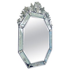 Vintage Etched Italian Venetian Glass Mirror