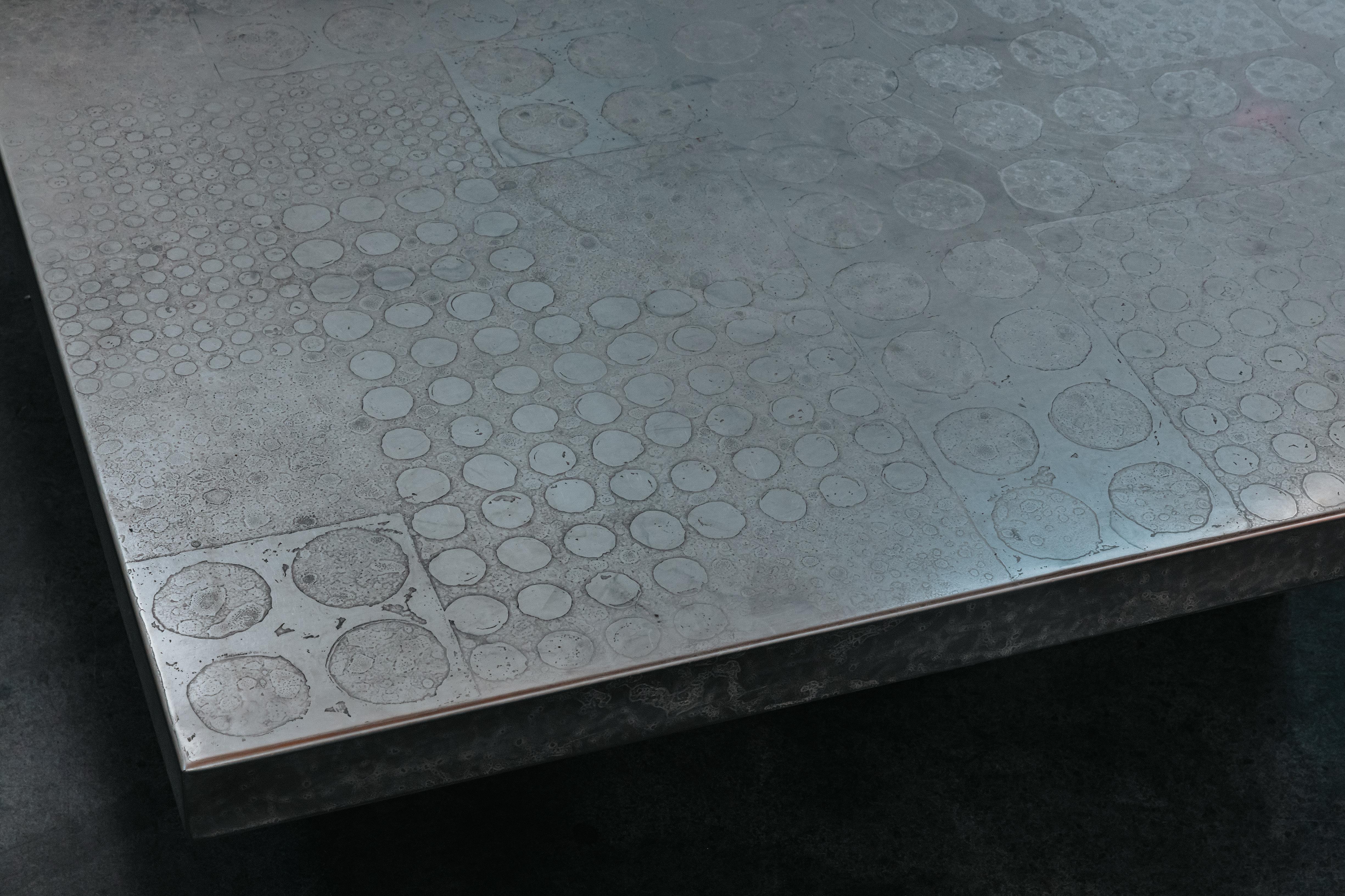 Vintage Etched Metal Coffee Table From Netherlands, Circa 1970 For Sale 2