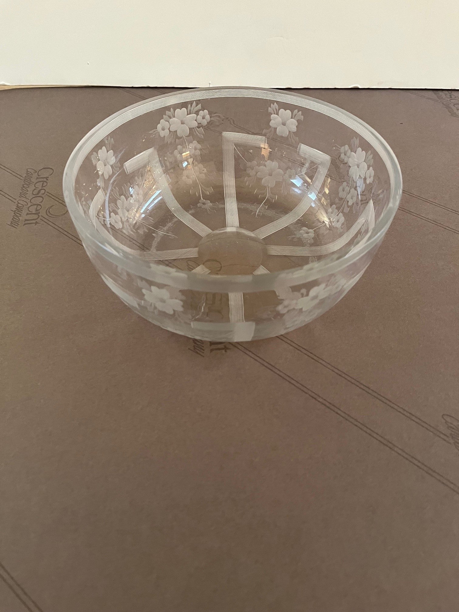 Vintage Rare Etched Floral Decorated Cut Glass Bowl by T. G. Hawkes & co