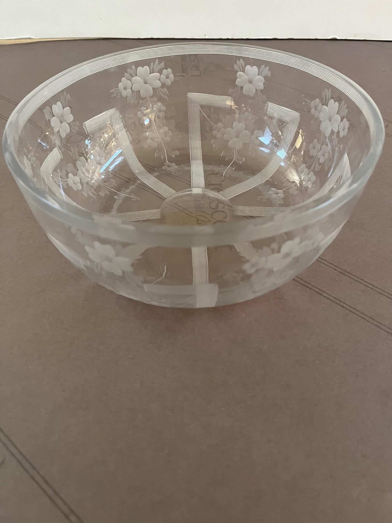 Vintage Etched Rare Glass Bowl by T.G. Hawkes & Co. For Sale 1