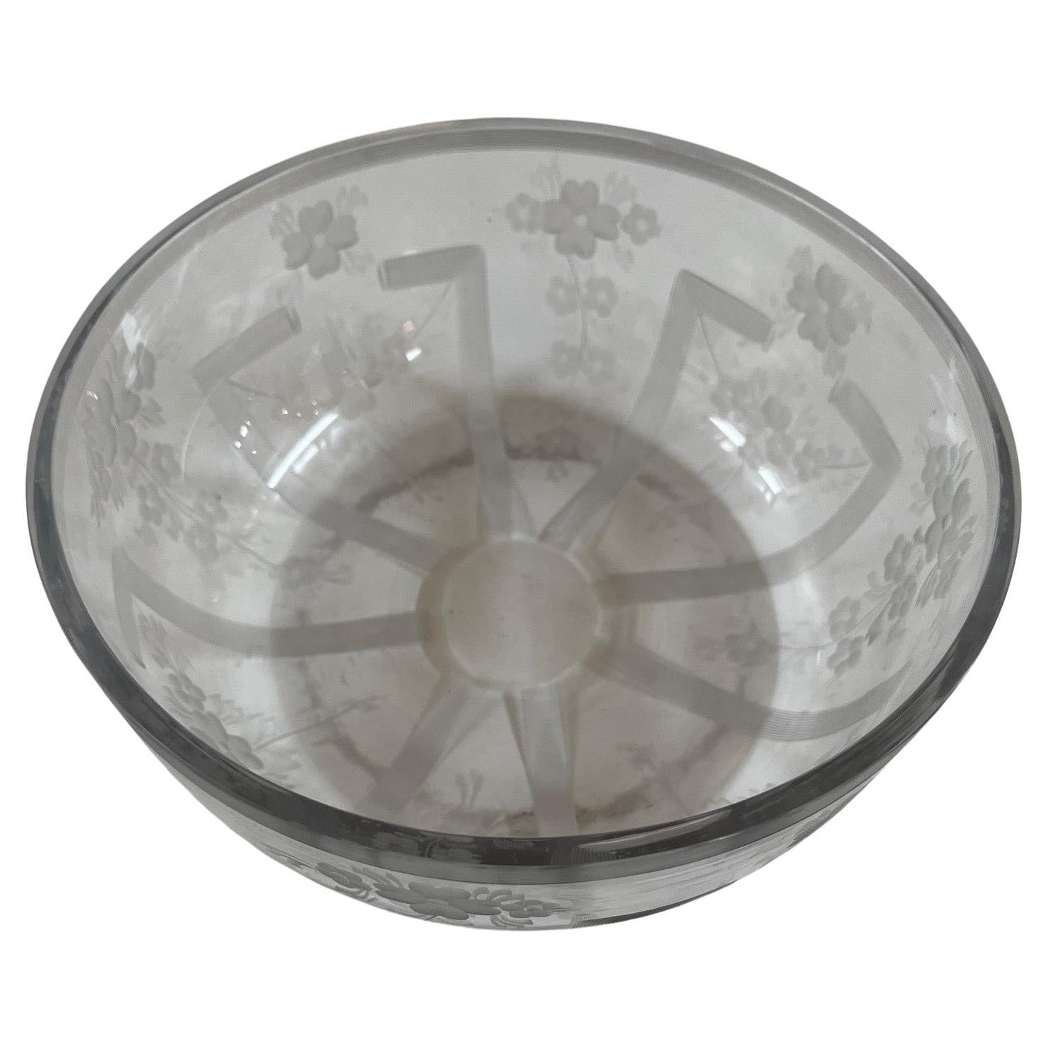 Vintage Etched Rare Glass Bowl by T.G. Hawkes & Co. For Sale