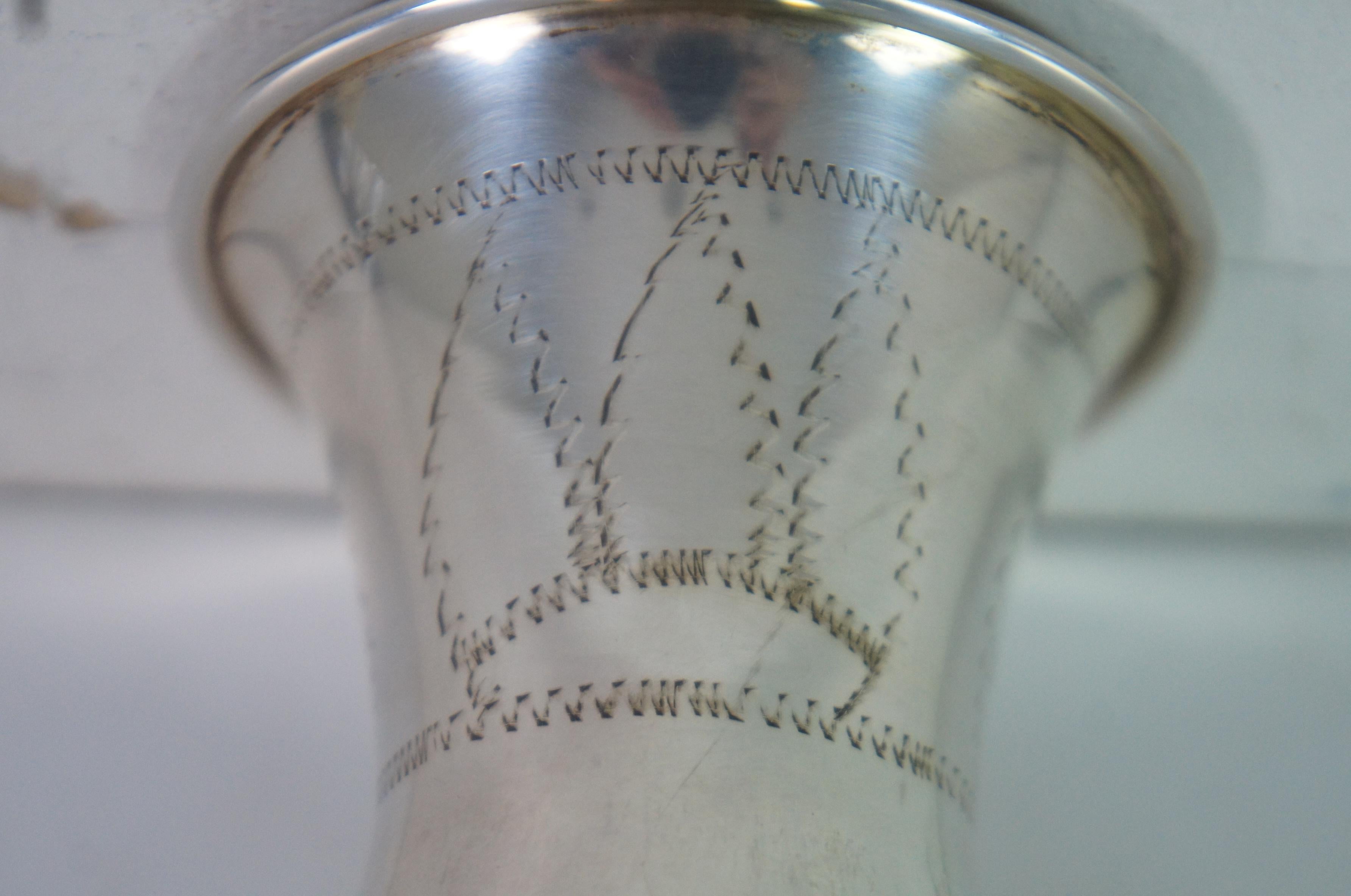 Vintage Etched Star of David Sterling Silver 925 Kiddush Wine Cup Judaica  3
