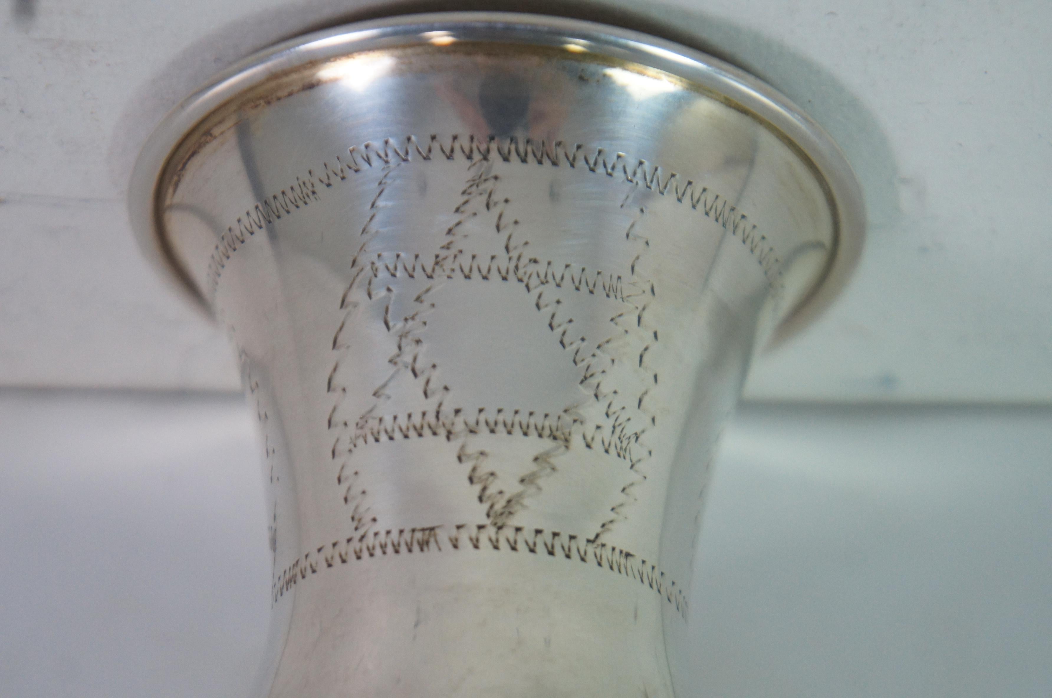 Vintage Etched Star of David Sterling Silver 925 Kiddush Wine Cup Judaica  4