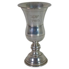 Tasse à vin Kiddush en argent sterling 925 avec étoile gravée de David judaïque vintage 