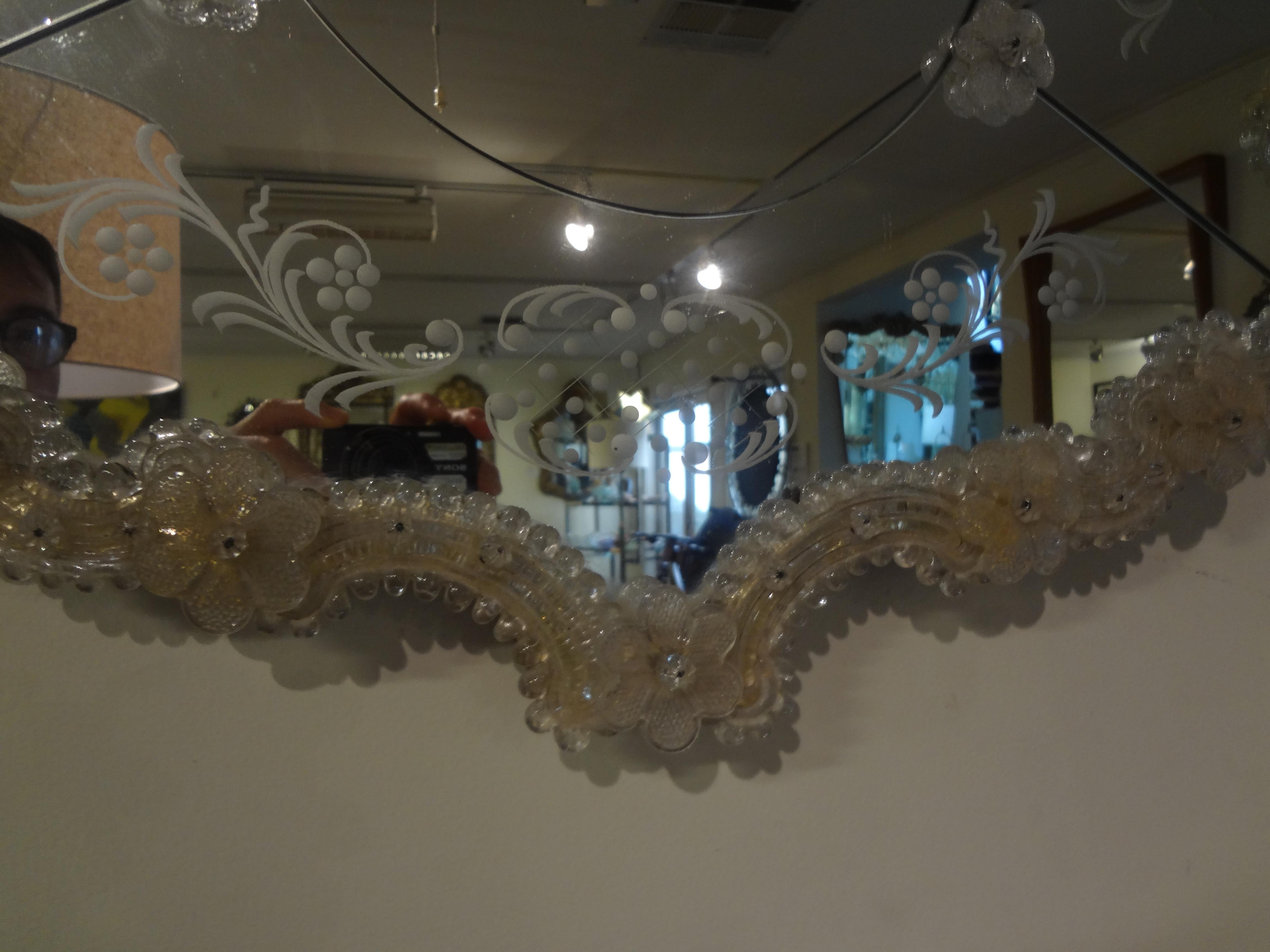 Vintage Etched Venetian Mirror 4