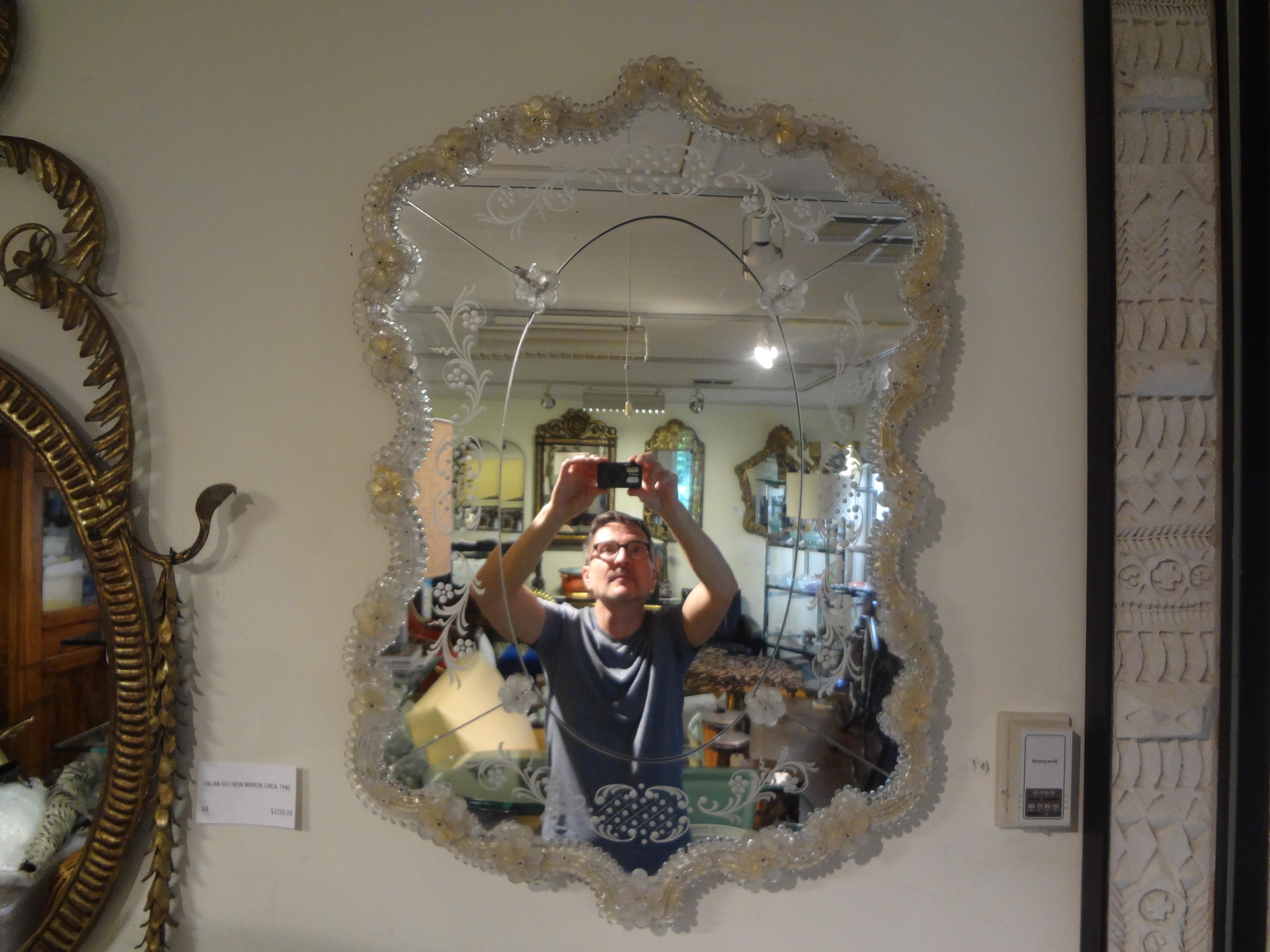 Vintage Etched Venetian Mirror 6