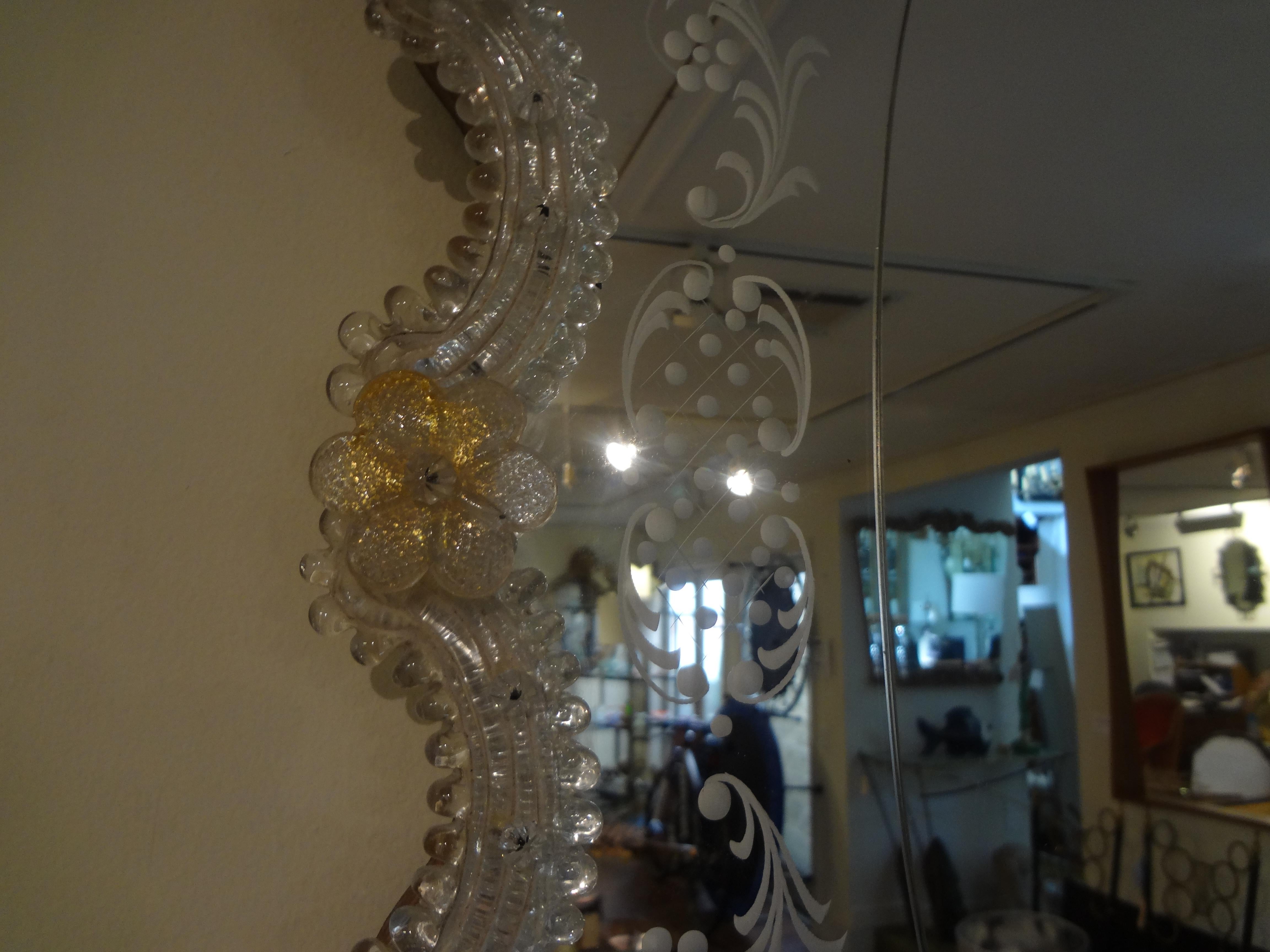 Hollywood Regency Vintage Etched Venetian Mirror