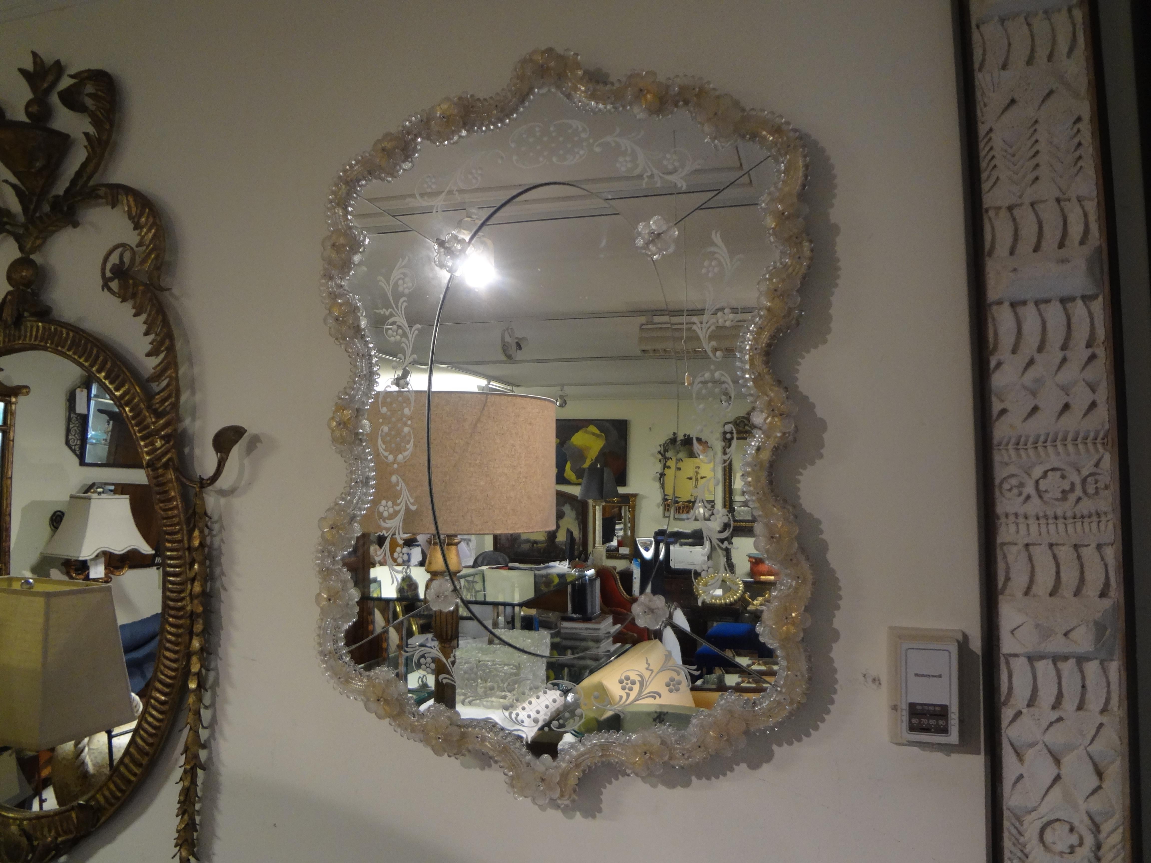 Vintage Etched Venetian Mirror 1