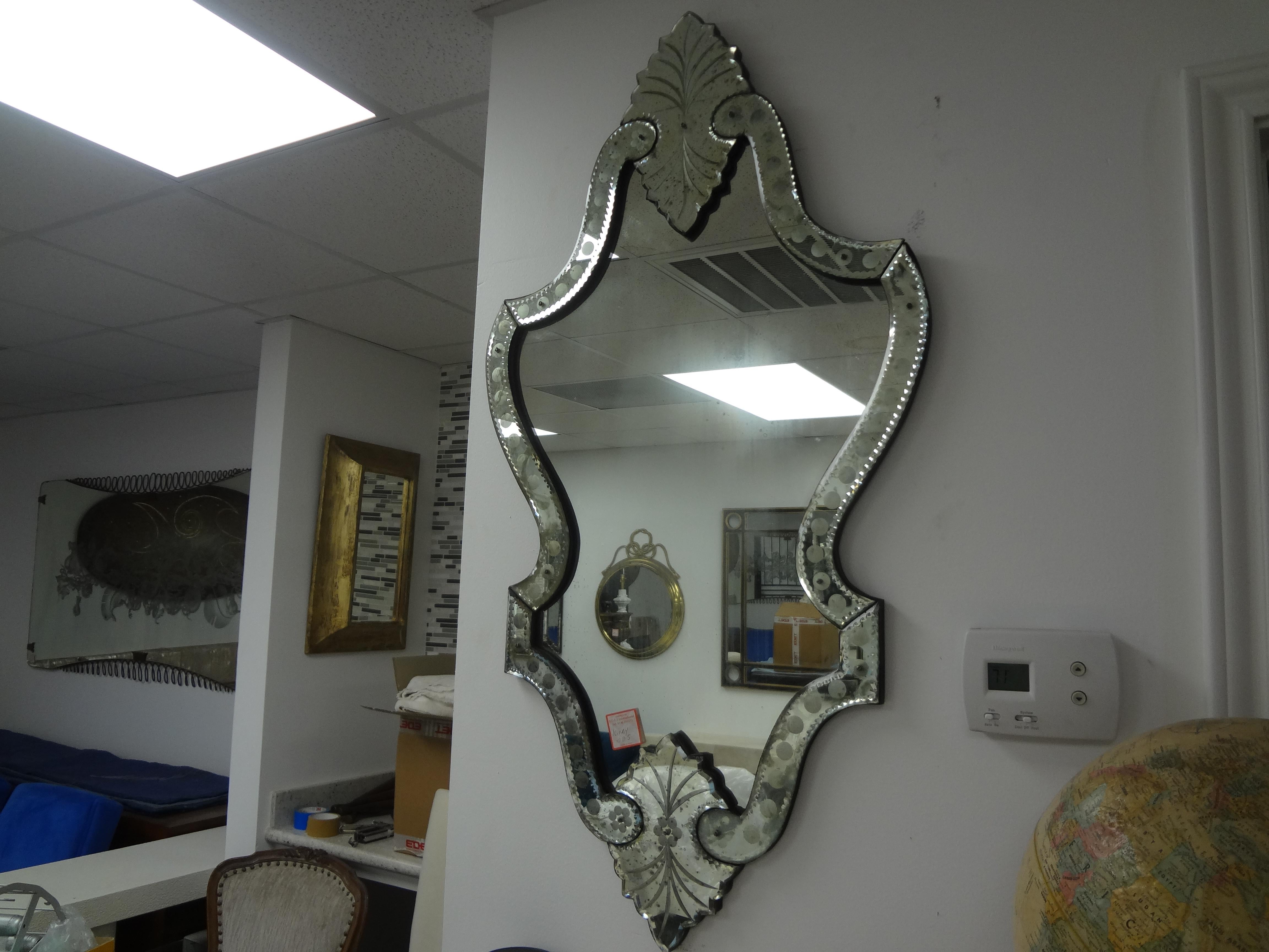 Vintage Etched Venetian Mirror For Sale 1