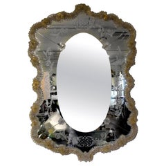 Vintage Etched Venetian Mirror