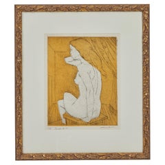 Vintage Etching by Irving Amen, Nude #14