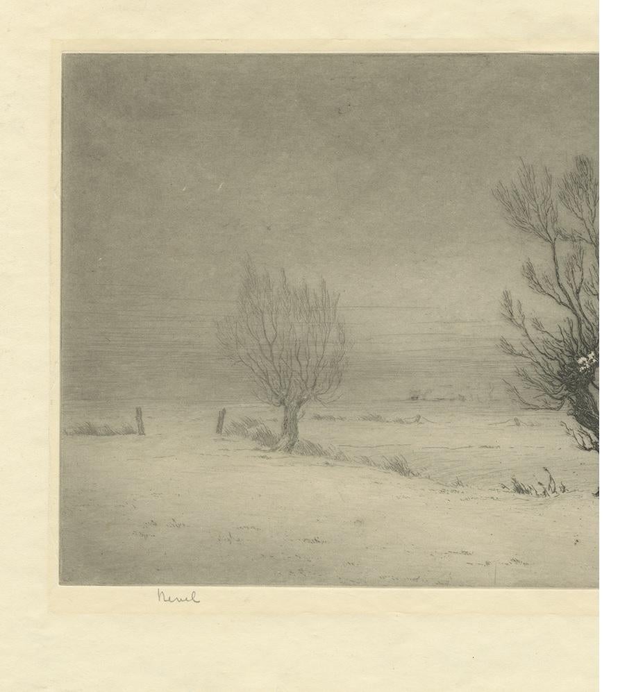 Gravure vintage d'un paysage d'hiver par Gerlsma, circa 1960 État moyen - En vente à Langweer, NL